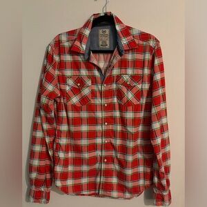 Cactus the Original Clothing Womens Red White Green Plaid Pearl Snap Med Western